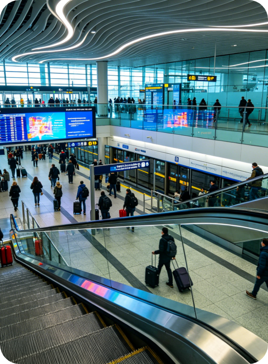 Hub di trasporto
(aeroporti, metro, ecc.)